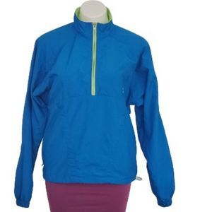 Vintage Gray Tag Nike 3/4 Zip Pullover Windbreaker Blue and Neon Green, M